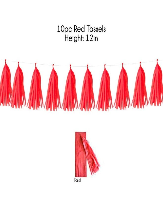 Happy Space - 10pc (6.5ft) Red Tassel Fringe Garland/banner/bunting, birthday, Balloon decoration. Baby Nursery decoration, Valentines, Birthday party supplies. - Image 3